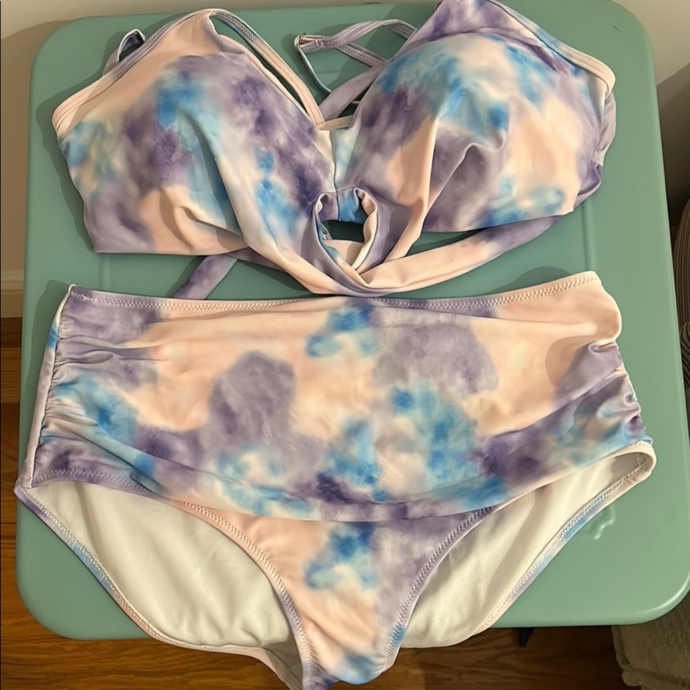 Amazon Tie-Dye Bikini Set in Purple and Blue